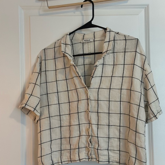 Madewell Cream and Black Grid Button-Down Shirt - Picture 3 of 3